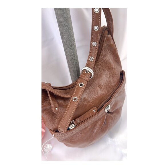 Stone Mountain Boho-Chic Pebbled Leather Crossbody β Warm Brown - Picture 2 of 9